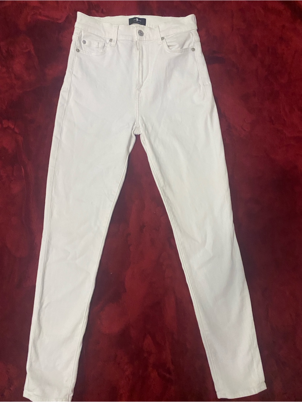 7 For All Mankind White Skinny Jeans - Classic Slim Fit